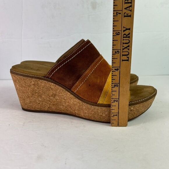 Clarks Artisan Wedge Sandals Womens 11M Leather Platform Cork Aisley Lily Trendy - Picture 4 of 13